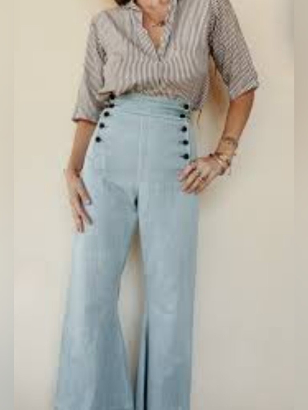 Venus high-waisted sailor jeans combine retro 1970s aesthetic details Size 10 - Picture 13 of 13